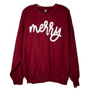 Simply Sage Market Womens MERRY Christmas Sweatshirt Large Red